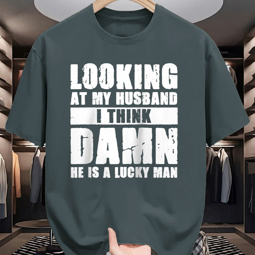Best Wife Shirt, Wife and Husband Unisex T-Shirt/Hoodie/Sweatshirt HLT00 - Gift for wife T shirt, lucky wife   He is a Lucky Husband - Anniversary Gift - Man & Wife Raglan Bas