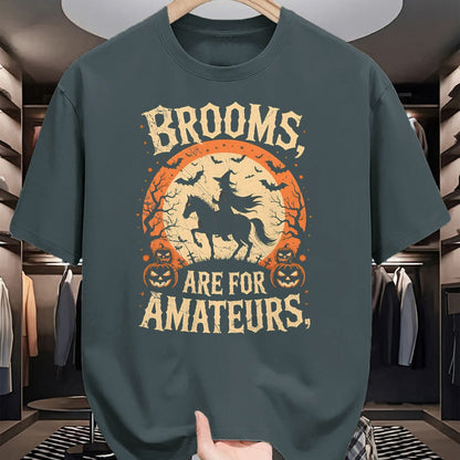 Best Horse Lover Shirt , Funny Horse UnisexT-Shirt/Hoodie/Sweatshirt HLT00 - Brooms are for Amateurs Horse Riding Funny Halloween T-Shirt