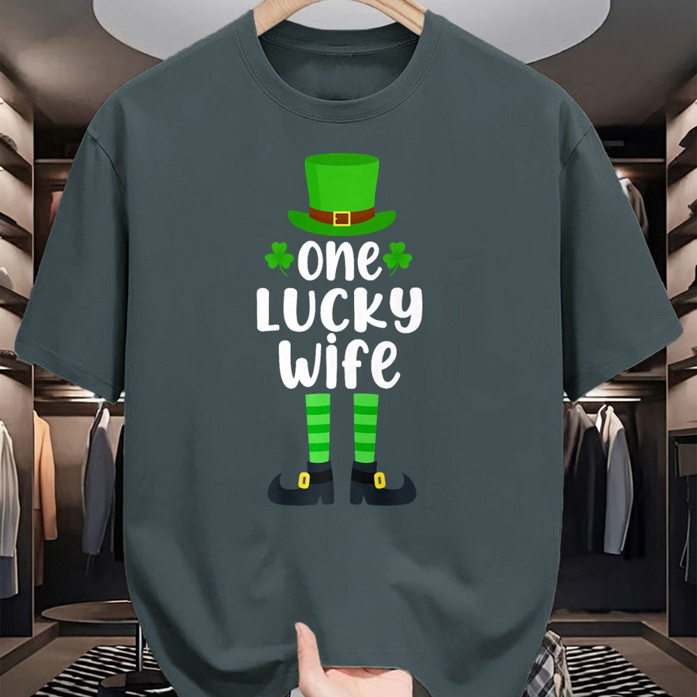 Best Wife Shirt, Wife and Husband Unisex T-Shirt/Hoodie/Sweatshirt HLT00 - Gift for wife T shirt, lucky wife   One Lucky Wife Funny St Patricks Day Lucky Shamrock Premium T-Sh