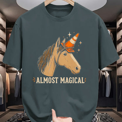 Best Horse Lover Shirt , Funny Horse UnisexT-Shirt/Hoodie/Sweatshirt HLT00 - Almost Magical Funny Horse Unicorn Humor T-Shirt, Men, Black, 3X-Large
