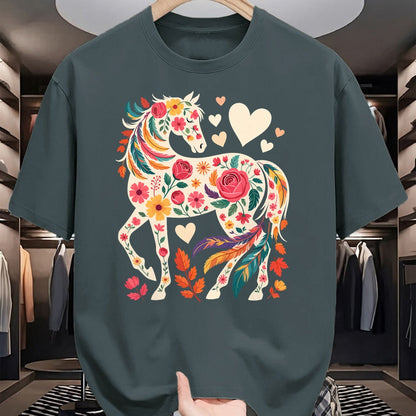 Best Horse Lover Shirt , Funny Horse UnisexT-Shirt/Hoodie/Sweatshirt HLT00 - Floral Horse Equestrian Western Cowgirl T-Shirt