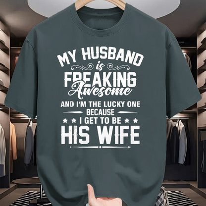 Best Wife Shirt, Wife and Husband Unisex T-Shirt/Hoodie/Sweatshirt HLT00 - Gift for wife T shirt, lucky wife   Lucky Wife, Awesome Life Because My Husband Tank Top