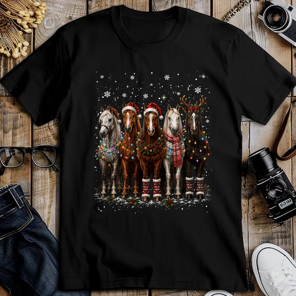 Best Horse Lover Shirt , Funny Horse UnisexT-Shirt/Hoodie/Sweatshirt HLT00 - Christmas Horses Santa Hat Lights Pajama Xmas Horse Lover T-Shirt