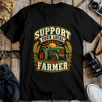 Best Farmer Life Shirt, Funny Farmer UnisexT-Shirt/Hoodie/Sweatshirt HLT00 - Support Your Local Farmer Vintage Tractor Wheat Sunrise Farm T-Shirt