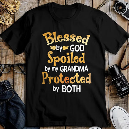 Best Grandma Shirt, Proud Grandma Unisex T-Shirt/Hoodie/Sweatshirt HLT00 - Blessed By God Spoiled By My Grandma Grandson Granddaughter T-Shirt