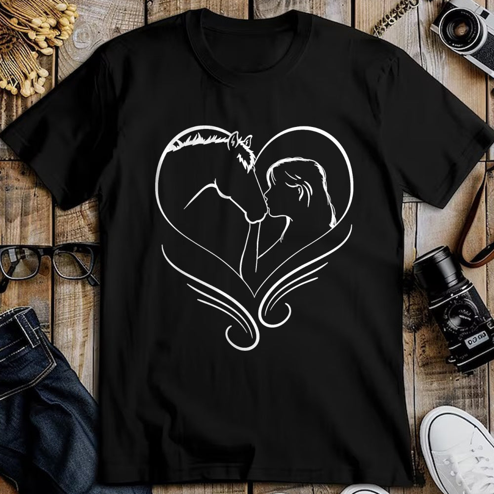 Best Horse Lover Shirt , Funny Horse UnisexT-Shirt/Hoodie/Sweatshirt HLT00 - Girl Kisses Horse Heart Rider Silhouette T-Shirt