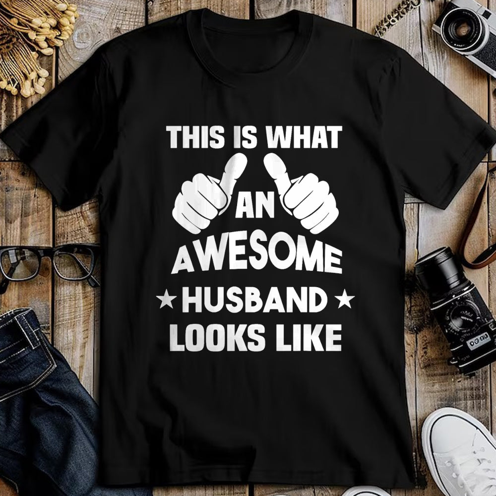 Best Wife Shirt, Wife and Husband Unisex T-Shirt/Hoodie/Sweatshirt HLT00 - This Is What An Awesome Husband Looks Like Gift T-Shirt (1)