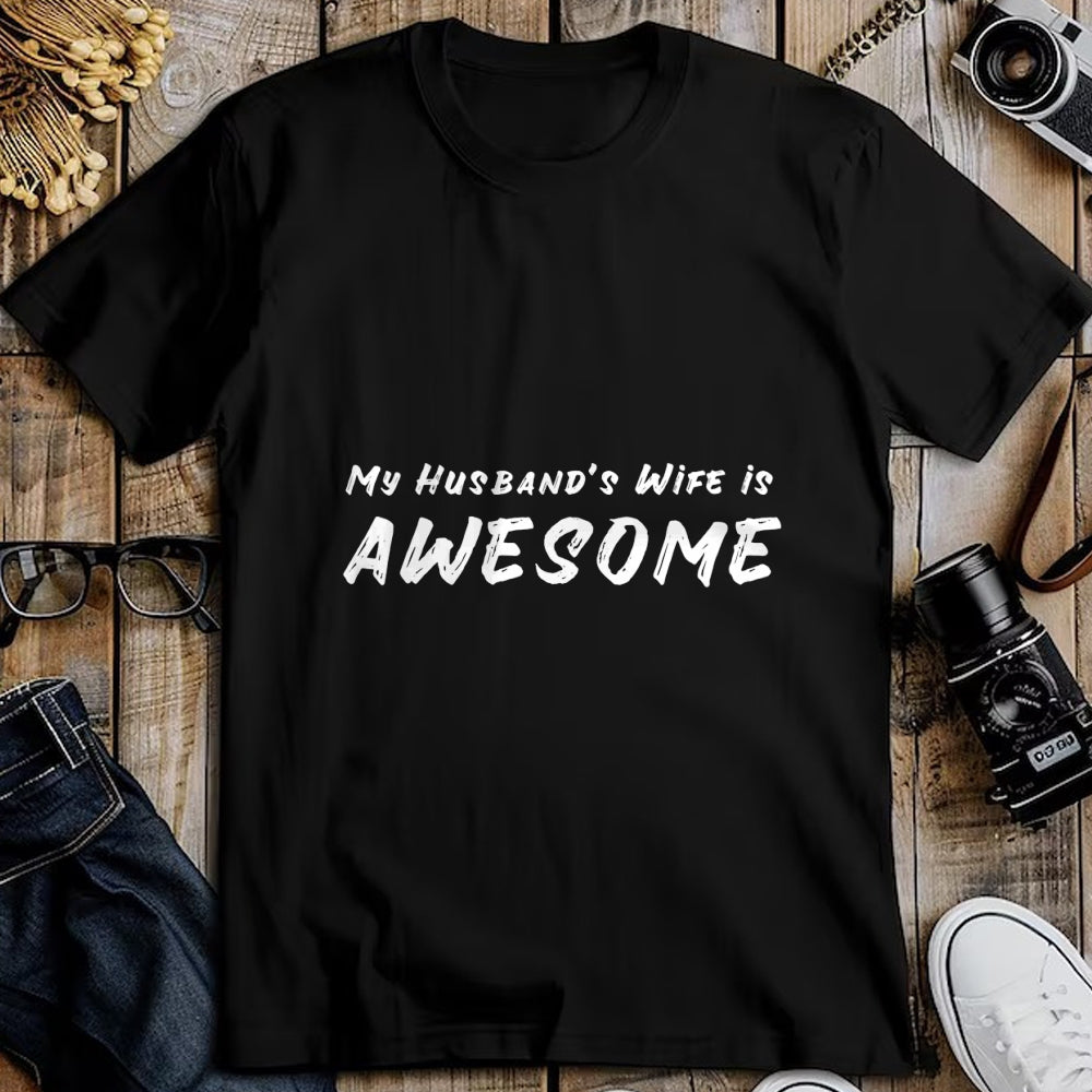 Best Wife Shirt, Wife and Husband Unisex T-Shirt/Hoodie/Sweatshirt HLT00 - Womens Women's My Husband's Wife Is Awesome Funny V-Neck T-Shirt
