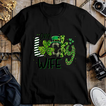 Best Wife Shirt, Wife and Husband Unisex T-Shirt/Hoodie/Sweatshirt HLT00 - Gift for wife T shirt, lucky wife   One Lucky Wife St Patricks Day Mom Mother Shamrock Leopard T-Shi