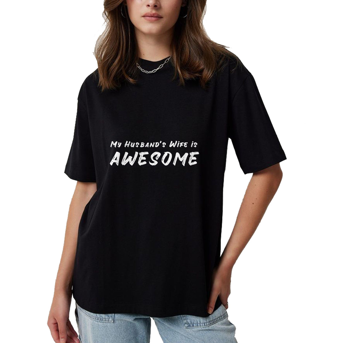 Best Wife Shirt, Wife and Husband Unisex T-Shirt/Hoodie/Sweatshirt HLT00 - Women's My Husband's Wife Is Awesome Funny T-Shirt