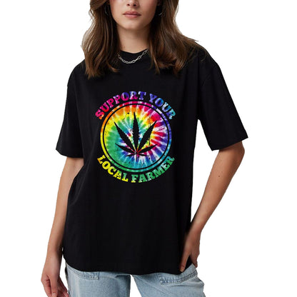 Best Farmer Life Shirt, Funny Farmer UnisexT-Shirt/Hoodie/Sweatshirt HLT00 - Retro Marijuana Support Your Local Farmer Cannabis Tie Dye Long Sleeve T-Shirt