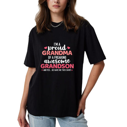 Best Grandma Shirt, Proud Grandma Unisex T-Shirt/Hoodie/Sweatshirt HLT00 - Proud grandma of an awesome grandson T-Shirt