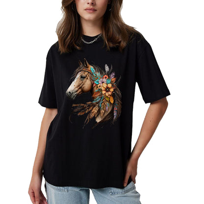 Best Horse Lover Shirt , Funny Horse UnisexT-Shirt/Hoodie/Sweatshirt HLT00 - Floral Wild Horse Country Horse Riding T-Shirt