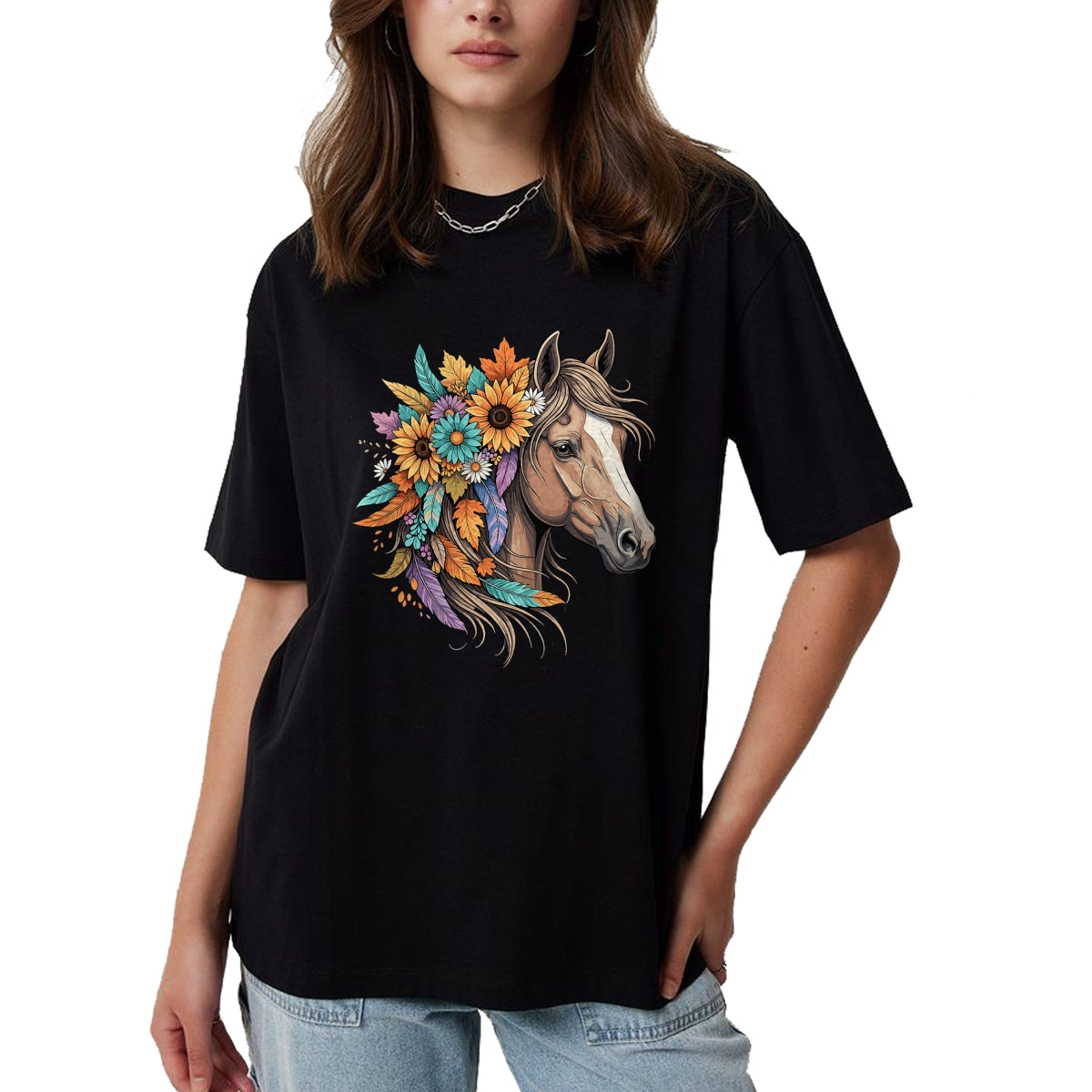 Best Horse Lover Shirt , Funny Horse UnisexT-Shirt/Hoodie/Sweatshirt HLT00 - Floral Wild Horse Country Horse Riding Women Girls T-Shirt