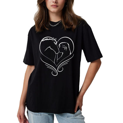 Best Horse Lover Shirt , Funny Horse UnisexT-Shirt/Hoodie/Sweatshirt HLT00 - Girl Kisses Horse Heart Rider Silhouette T-Shirt