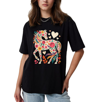 Best Horse Lover Shirt , Funny Horse UnisexT-Shirt/Hoodie/Sweatshirt HLT00 - Floral Horse Equestrian Western Cowgirl T-Shirt