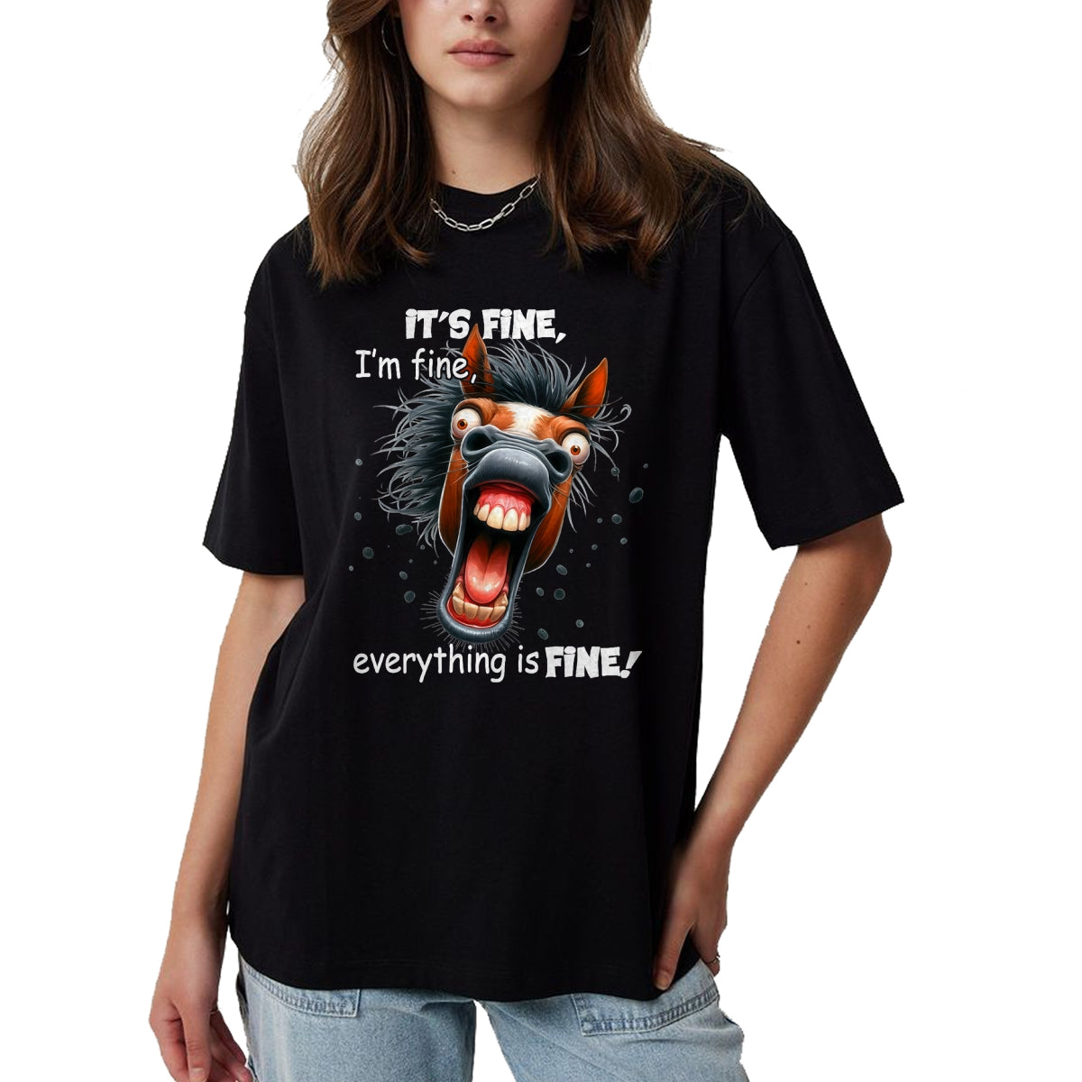 Best Horse Lover Shirt , Funny Horse UnisexT-Shirt/Hoodie/Sweatshirt HLT00 - Funny Horse It_s Fine I_m Fine Everything Is Fine T-Shirt