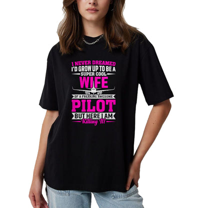 Best Wife Shirt, Wife and Husband Unisex T-Shirt/Hoodie/Sweatshirt HLT00 - Wife of a Freaking Awesome Pilot Gifts for Women T-Shirt