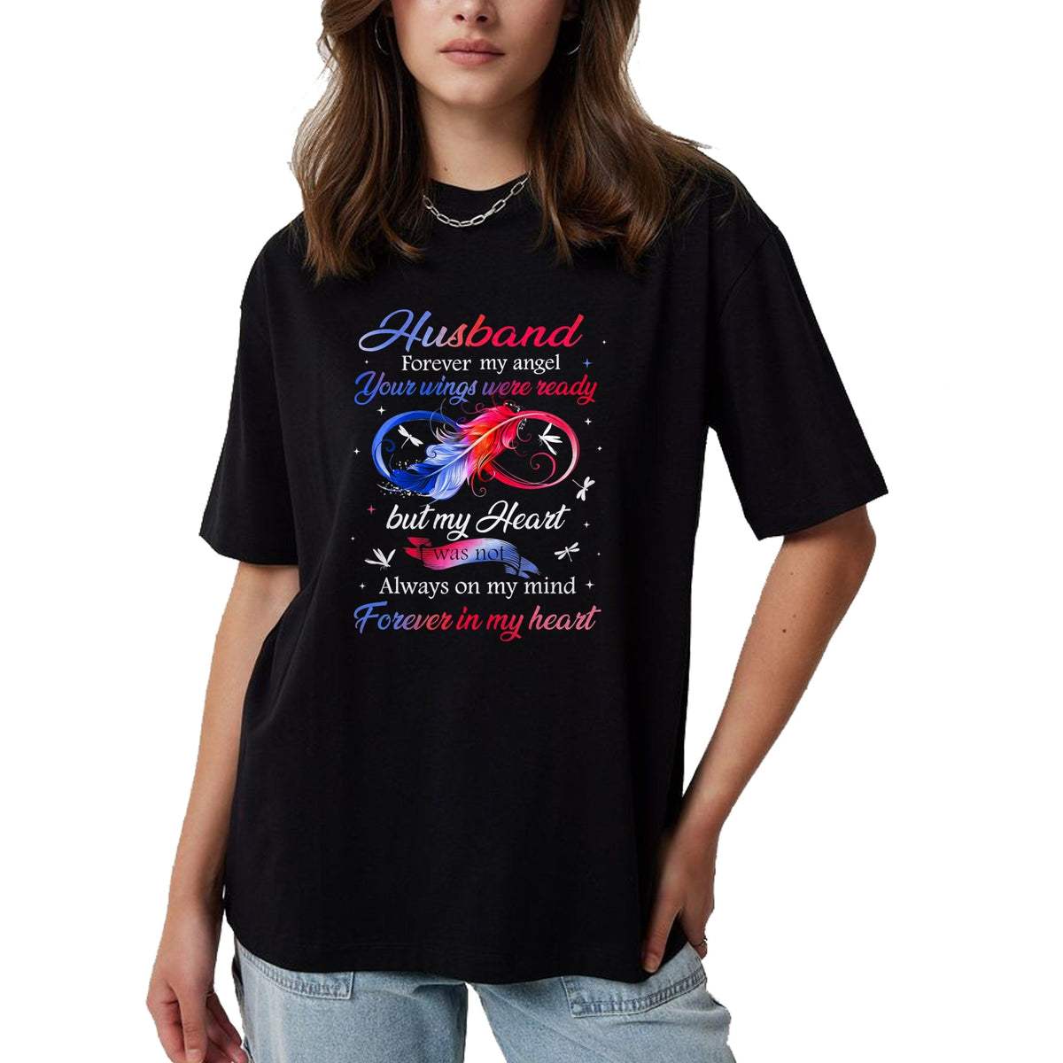 Best Wife Shirt, Wife and Husband Unisex T-Shirt/Hoodie/Sweatshirt HLT00 - Husband Forever my angel Your wings were ready but my Heart T-Shirt