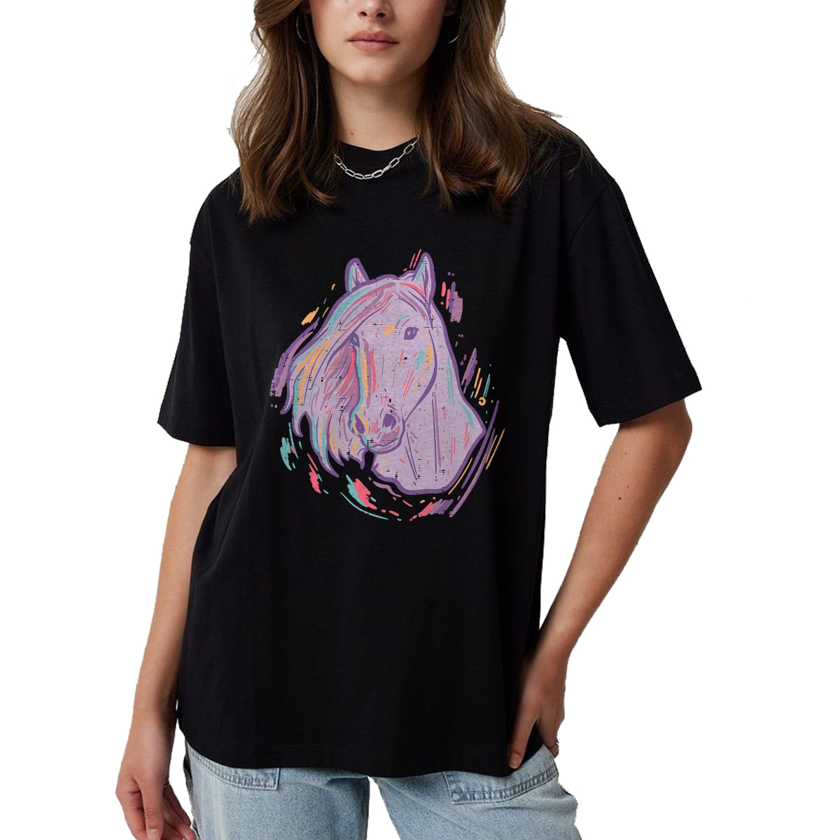 Best Horse Lover Shirt , Funny Horse UnisexT-Shirt/Hoodie/Sweatshirt HLT00 - Purple Horse Painting Animal Art Equestrian Men Women Kids T-Shirt
