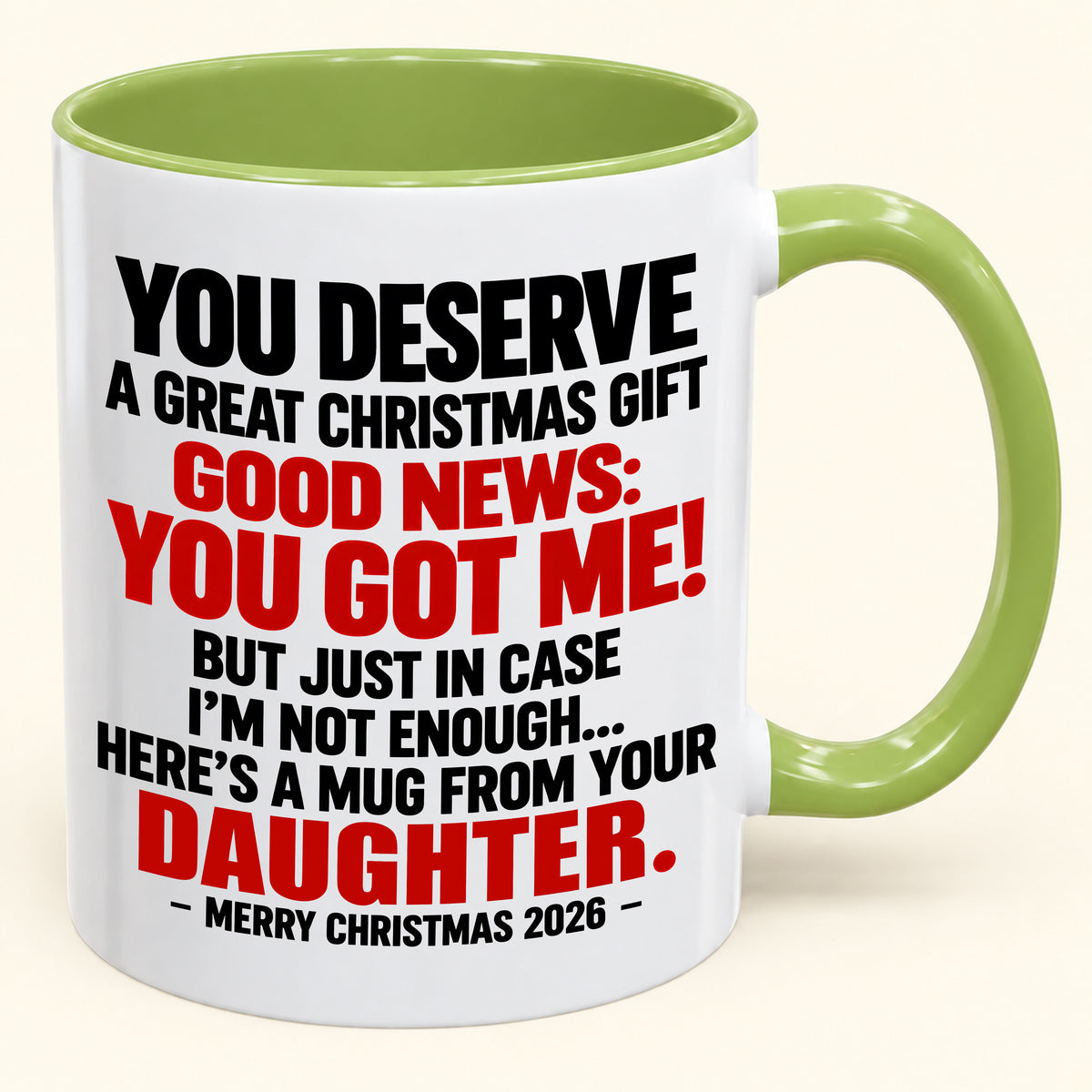 YOU DESERVE A GREAT CHRISTMAS GIFT GOOD NEWS: YOU GOT ME! - Funny Christmas 2026 - Gift Accent Coffee Mug (SKU2610-177)