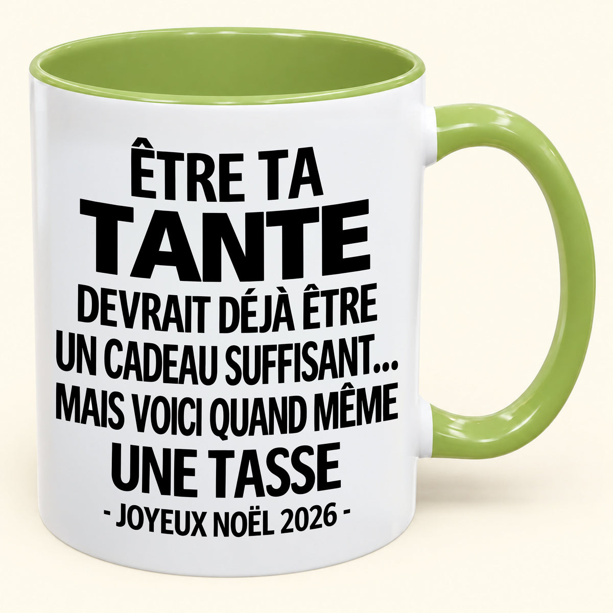 Être ta tante est déjà un cadeau suffisant – Mug bicolore humoristique – Cadeau de Noël 2026 (SKU2610-158) MUGFR