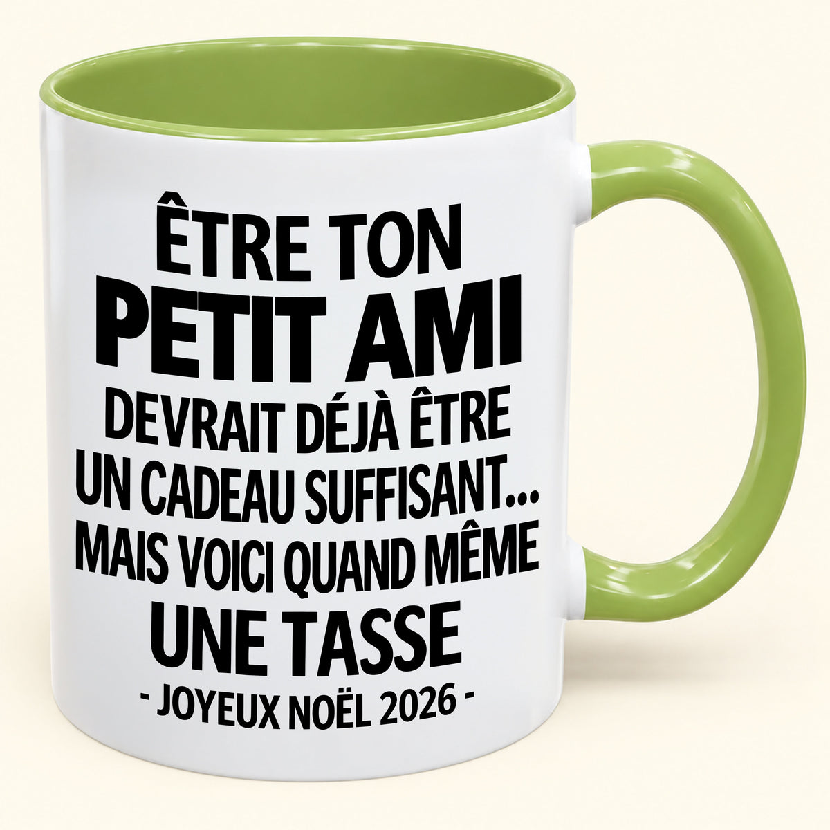 Être ton petit ami est déjà un cadeau suffisant – Mug bicolore humoristique – Cadeau de Noël 2026 (SKU2610-268) MUGFR