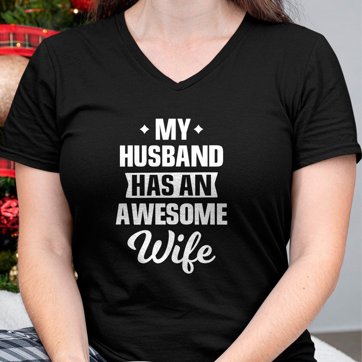 Best Wife Shirt, Wife and Husband Unisex T-Shirt/Hoodie/Sweatshirt HLT00 - My Husband Has An Awesome Wife Funny T-Shirt (1)
