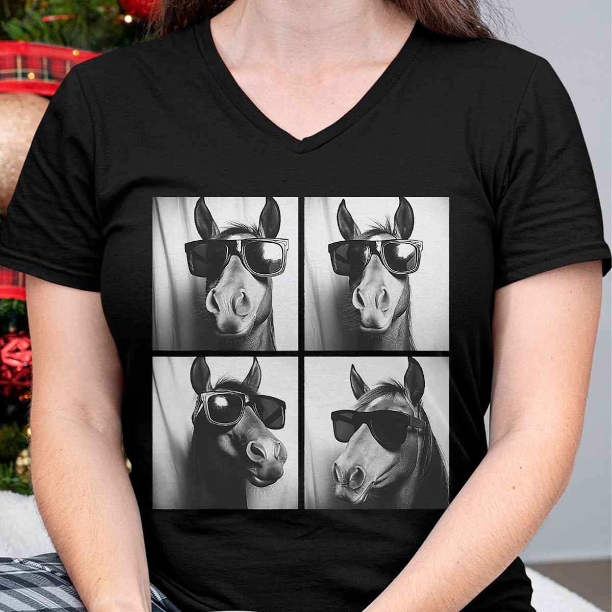 Best Horse Lover Shirt , Funny Horse UnisexT-Shirt/Hoodie/Sweatshirt HLT00 - Funny Horse Wearing Sunglasses Photobooth Selfie Farm Animal T-Shirt, Men, Black, 3X-Large