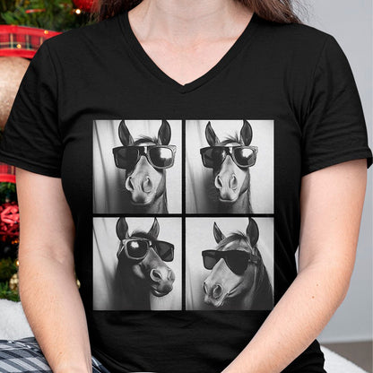 Best Horse Lover Shirt , Funny Horse UnisexT-Shirt/Hoodie/Sweatshirt HLT00 - Funny Horse Wearing Sunglasses Photobooth Selfie Farm Animal T-Shirt, Men, Black, 3X-Large