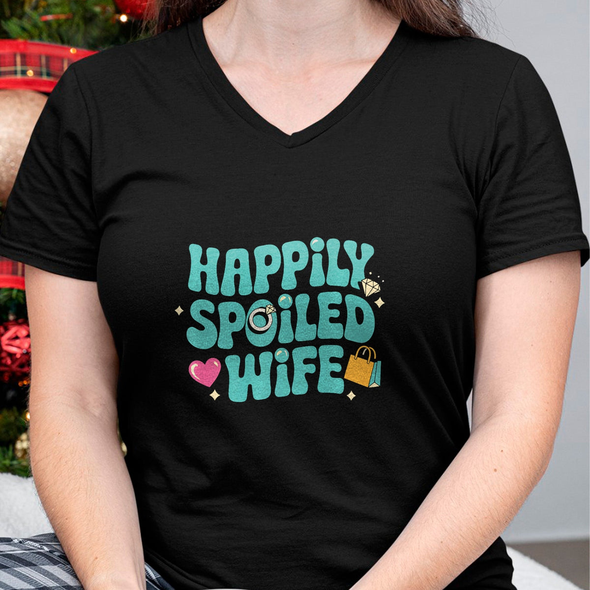 Best Wife Shirt, Wife and Husband Unisex T-Shirt/Hoodie/Sweatshirt HLT00 - Gift for wife T shirt, spoiled wife   Happily Spoiled Wife Premium T-Shirt