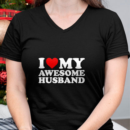 Best Wife Shirt, Wife and Husband Unisex T-Shirt/Hoodie/Sweatshirt HLT00 - I Love My Awesome Husband T-Shirt T-Shirt (1)