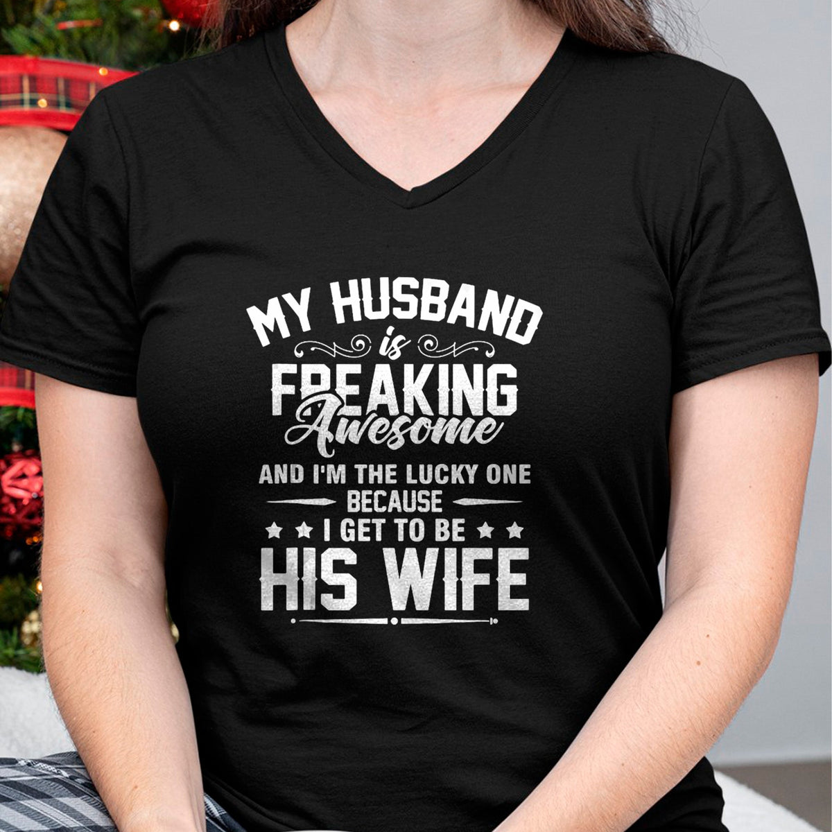 Best Wife Shirt, Wife and Husband Unisex T-Shirt/Hoodie/Sweatshirt HLT00 - Gift for wife T shirt, lucky wife   Lucky Wife, Awesome Life Because My Husband Tank Top