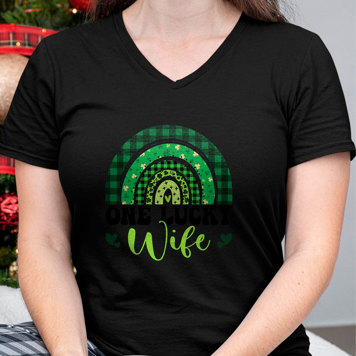 Best Wife Shirt, Wife and Husband Unisex T-Shirt/Hoodie/Sweatshirt HLT00 - Gift for wife T shirt, lucky wife   Womens One Lucky Wife Rainbow Irish St Patricks Day Shamrock Tan