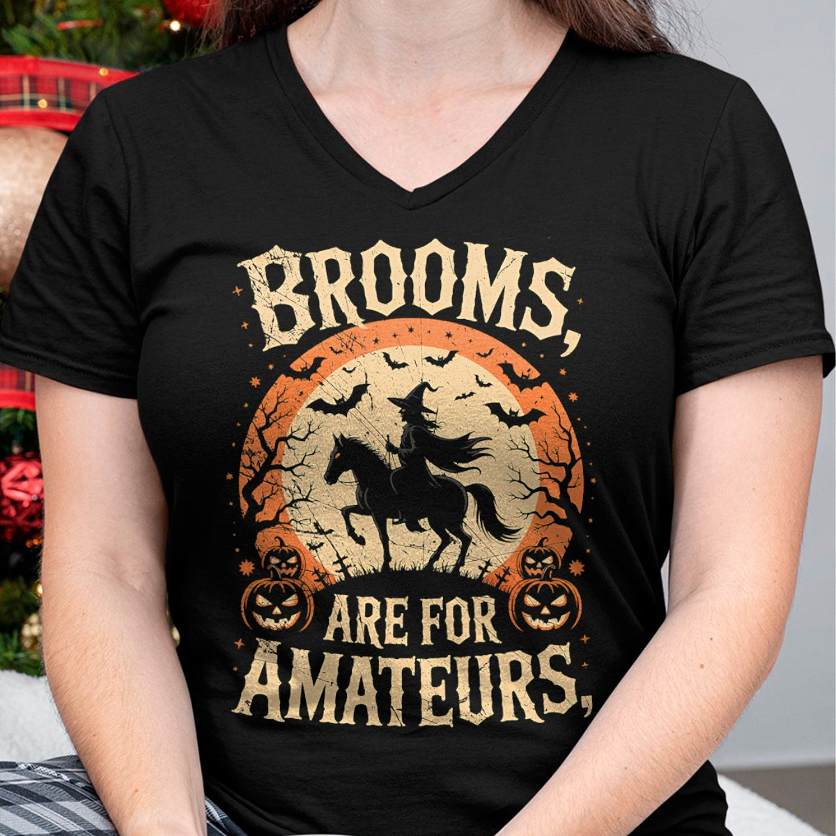 Best Horse Lover Shirt , Funny Horse UnisexT-Shirt/Hoodie/Sweatshirt HLT00 - Brooms are for Amateurs Horse Riding Funny Halloween T-Shirt