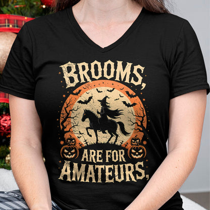 Best Horse Lover Shirt , Funny Horse UnisexT-Shirt/Hoodie/Sweatshirt HLT00 - Brooms are for Amateurs Horse Riding Funny Halloween T-Shirt