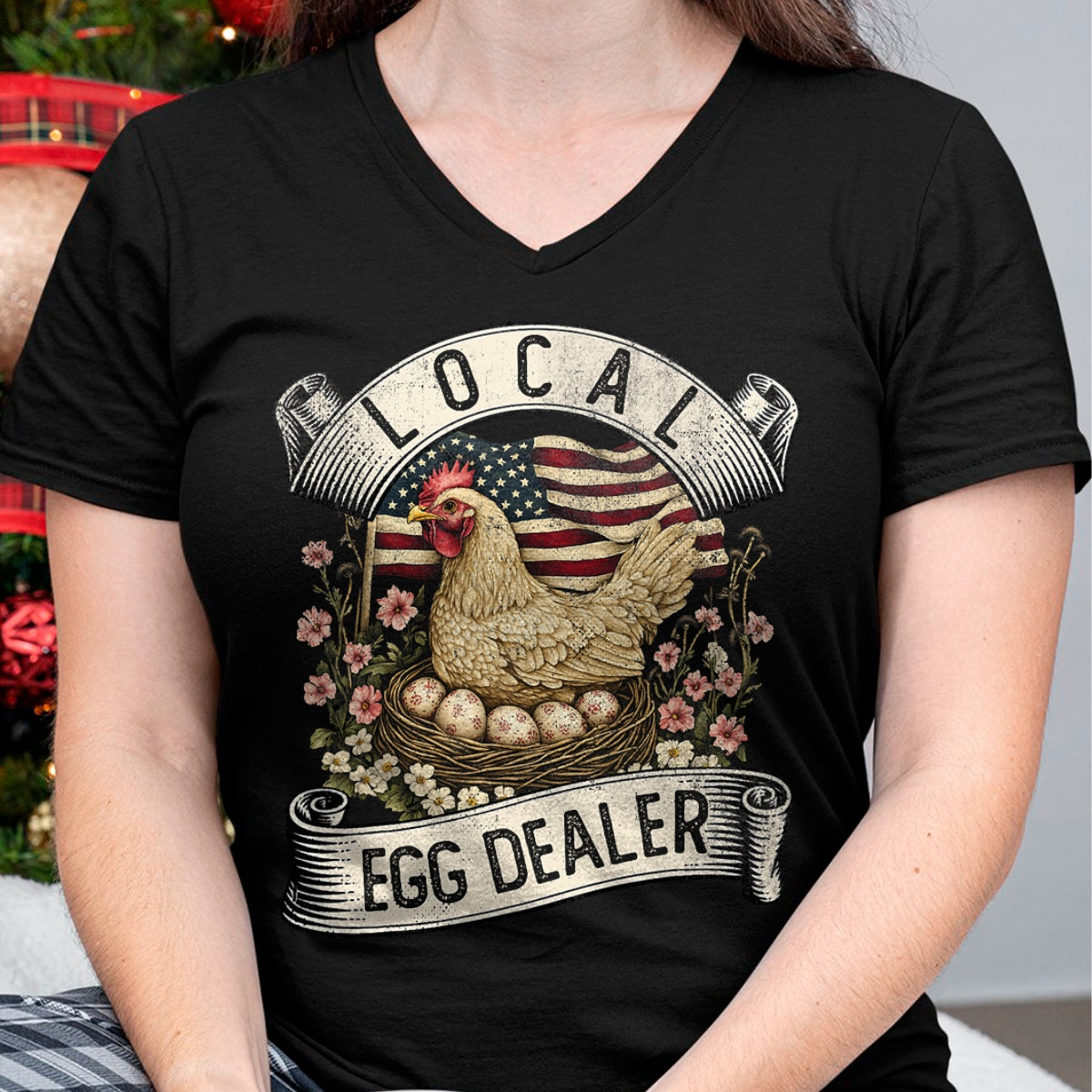 Best Farmer Life Shirt, Funny Farmer UnisexT-Shirt/Hoodie/Sweatshirt HLT00 - Local Egg Dealer  Farm Chicken with American Flag Farmer T-Shirt