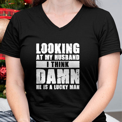 Best Wife Shirt, Wife and Husband Unisex T-Shirt/Hoodie/Sweatshirt HLT00 - Gift for wife T shirt, lucky wife   He is a Lucky Husband - Anniversary Gift - Man & Wife Tank Top