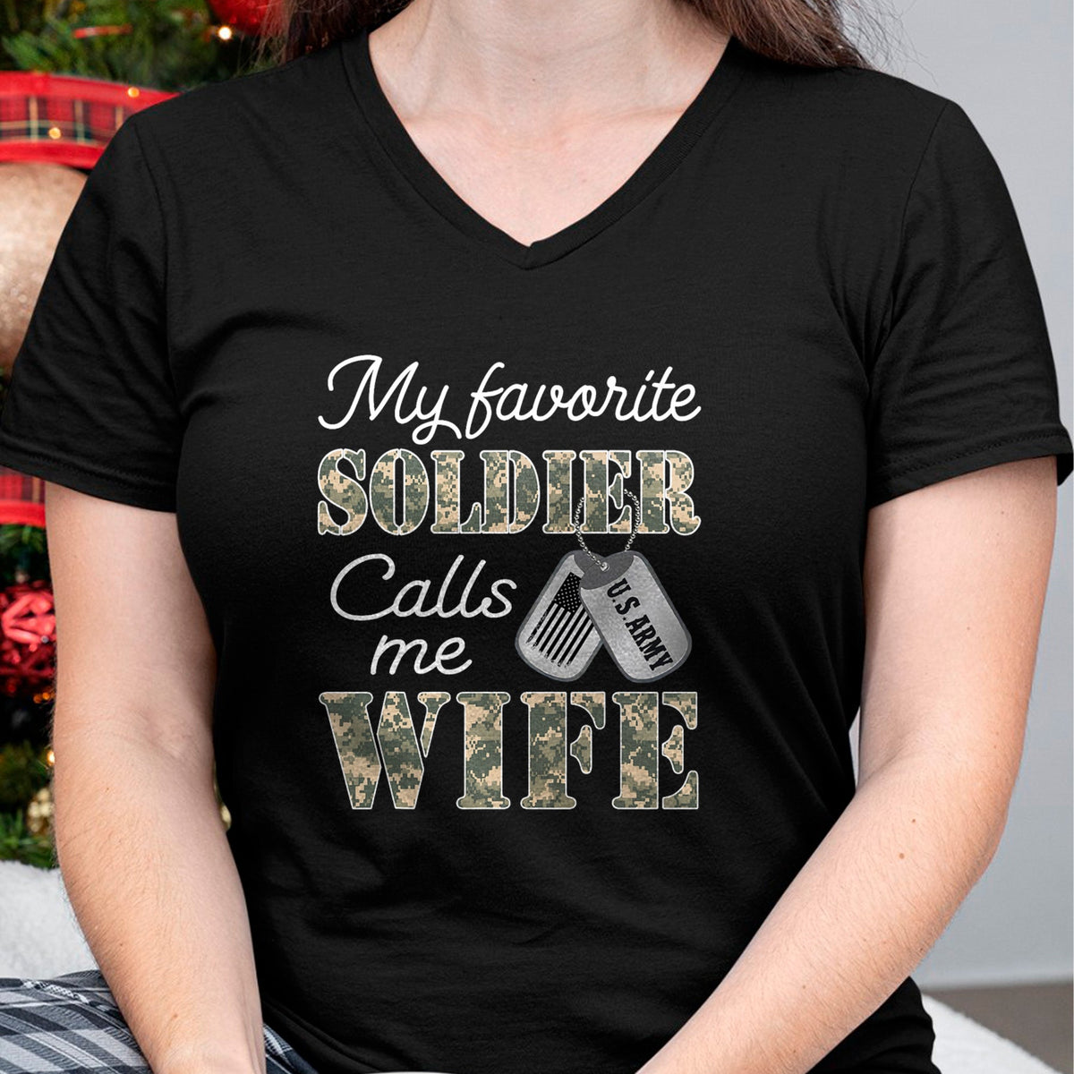 Best Wife Shirt, Wife and Husband Unisex T-Shirt/Hoodie/Sweatshirt HLT00 - Gift for wife T shirt, lucky wife   My Favorite Soldier Calls Me Wife Proud Army Wife US Army T-Shir