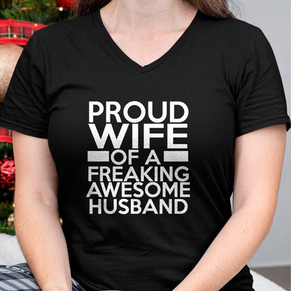 Best Wife Shirt, Wife and Husband Unisex T-Shirt/Hoodie/Sweatshirt HLT00 - Gift for wife T shirt, lucky wife   Proud Wife Of A Freaking Awesome Husband T-Shirt