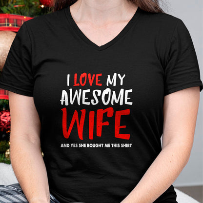 Best Wife Shirt, Wife and Husband Unisex T-Shirt/Hoodie/Sweatshirt HLT00 - I Love My Awesome Wife Funny Husband Gift Mens Boys T-Shirt