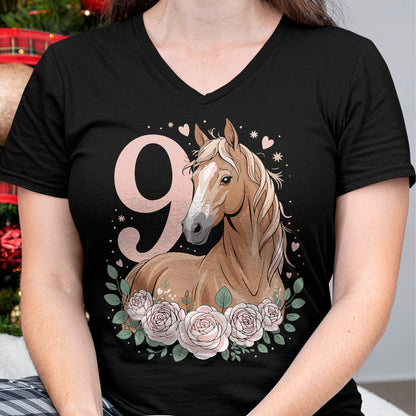 Best Horse Lover Shirt , Funny Horse UnisexT-Shirt/Hoodie/Sweatshirt HLT00 -  9th Birthday Horse Girl Design 9 Years Old Girl Horses T-Shirt