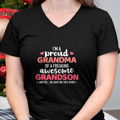Best Grandma Shirt, Proud Grandma Unisex T-Shirt/Hoodie/Sweatshirt HLT00 - Proud grandma of an awesome grandson T-Shirt