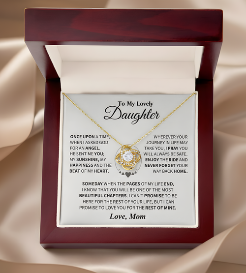 TO MY DAUGHTER FROM MOM NECKLACE - Premium Love Knot Necklace (SKUJ11-163)