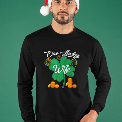 Best Wife Shirt, Wife and Husband Unisex T-Shirt/Hoodie/Sweatshirt HLT00 - Gift for wife T shirt, lucky wife   St. Patrick's Day I'm One Lucky Wife T-Shirt