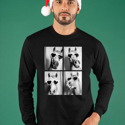 Best Horse Lover Shirt , Funny Horse UnisexT-Shirt/Hoodie/Sweatshirt HLT00 - Cute Horses with Hearts Sunglasses Funny Valentine_s Day T-Shirt