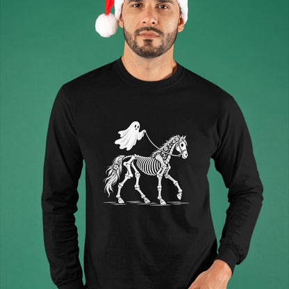 Best Horse Lover Shirt , Funny Horse UnisexT-Shirt/Hoodie/Sweatshirt HLT00 - Cute Ghost Walking Skeleton Horse Halloween T-Shirt