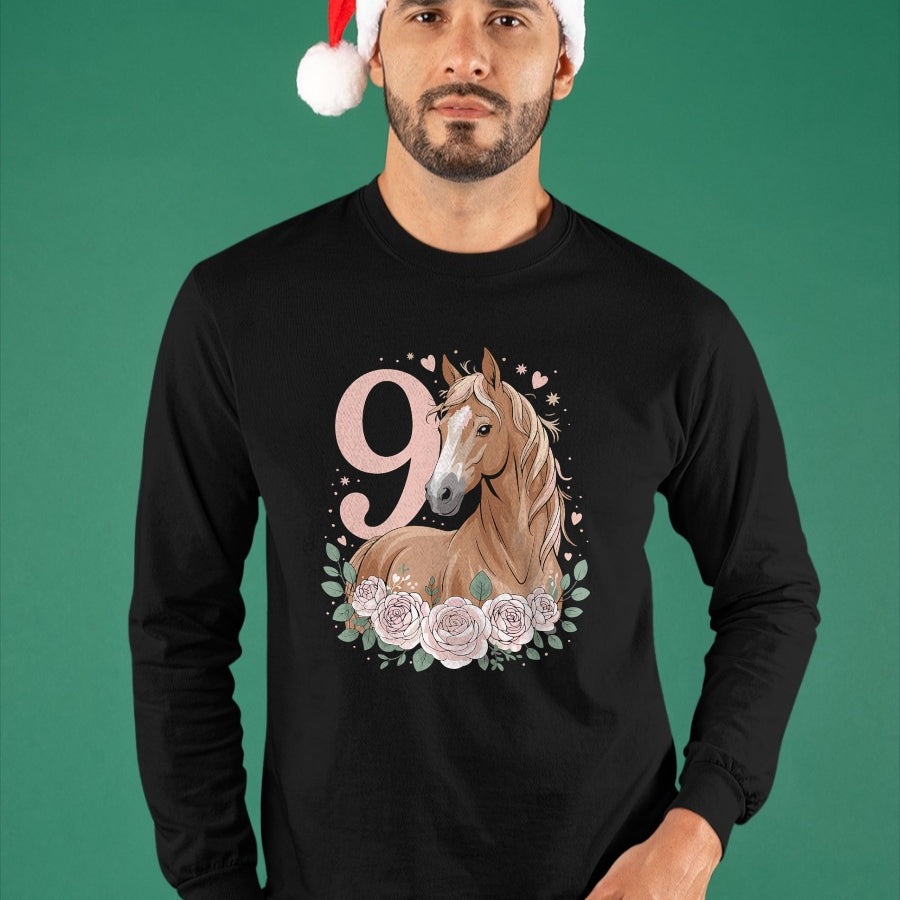 Best Horse Lover Shirt , Funny Horse UnisexT-Shirt/Hoodie/Sweatshirt HLT00 -  9th Birthday Horse Girl Design 9 Years Old Girl Horses T-Shirt