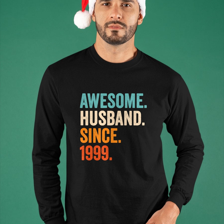 Best Wife Shirt, Wife and Husband Unisex T-Shirt/Hoodie/Sweatshirt HLT00 - Awesome Husband Since 1999 25th wedding anniversary 25 years T-Shirt (1)