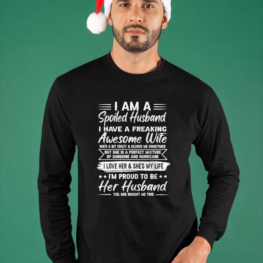 Best Wife Shirt, Wife and Husband Unisex T-Shirt/Hoodie/Sweatshirt HLT00 - Gift for wife T shirt, spoiled wife   I Am A Spoiled Husband I Have A Freaking Awesome Wife T-Shirt